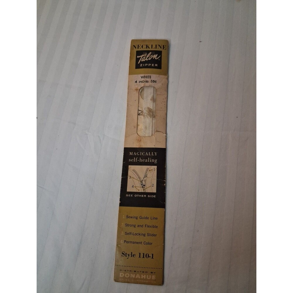 Vintage Talon White Zipper 4 Inches New Old Stock
